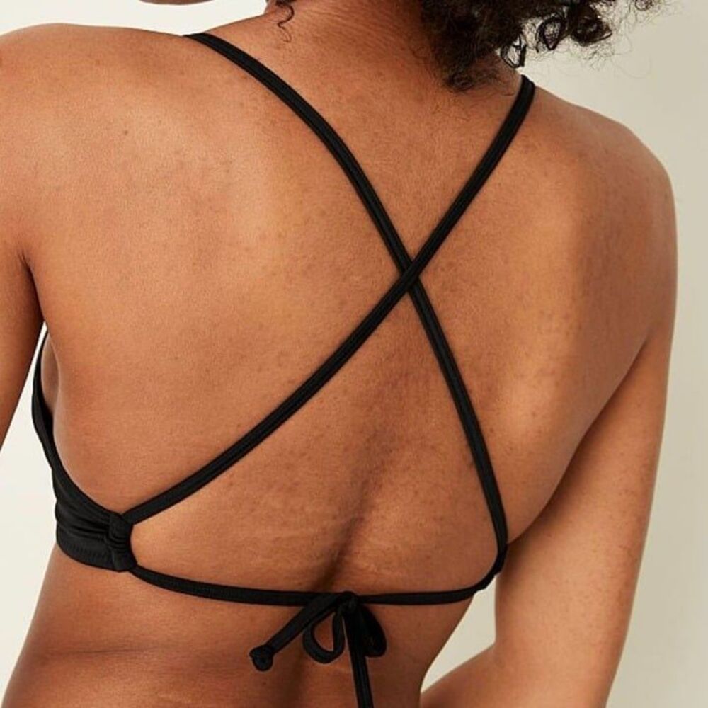Pink Victoria's Secret NWT Sz L Black Body Wrap Bikini Swim Top - Picture 5 of 9